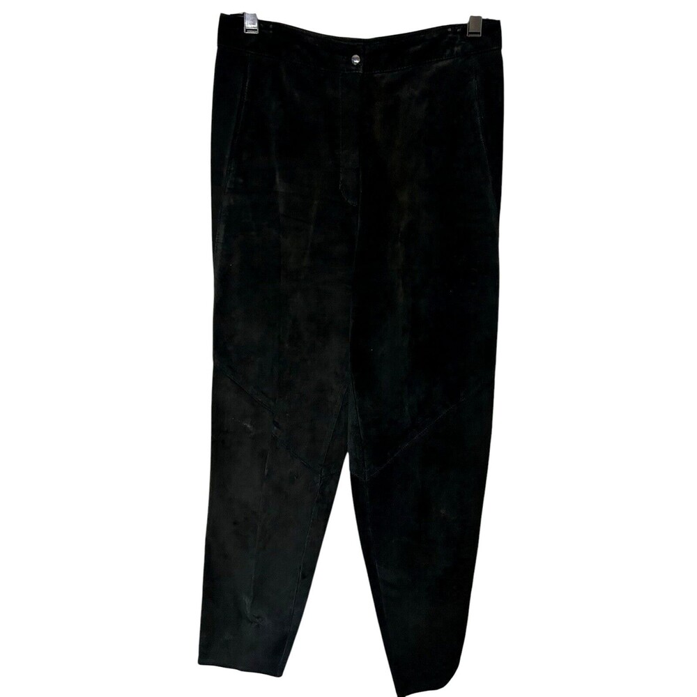 Vtg Firenze Santa Barbara Womens Sz 12 100% Leather  Pants Black High-Rise  USA